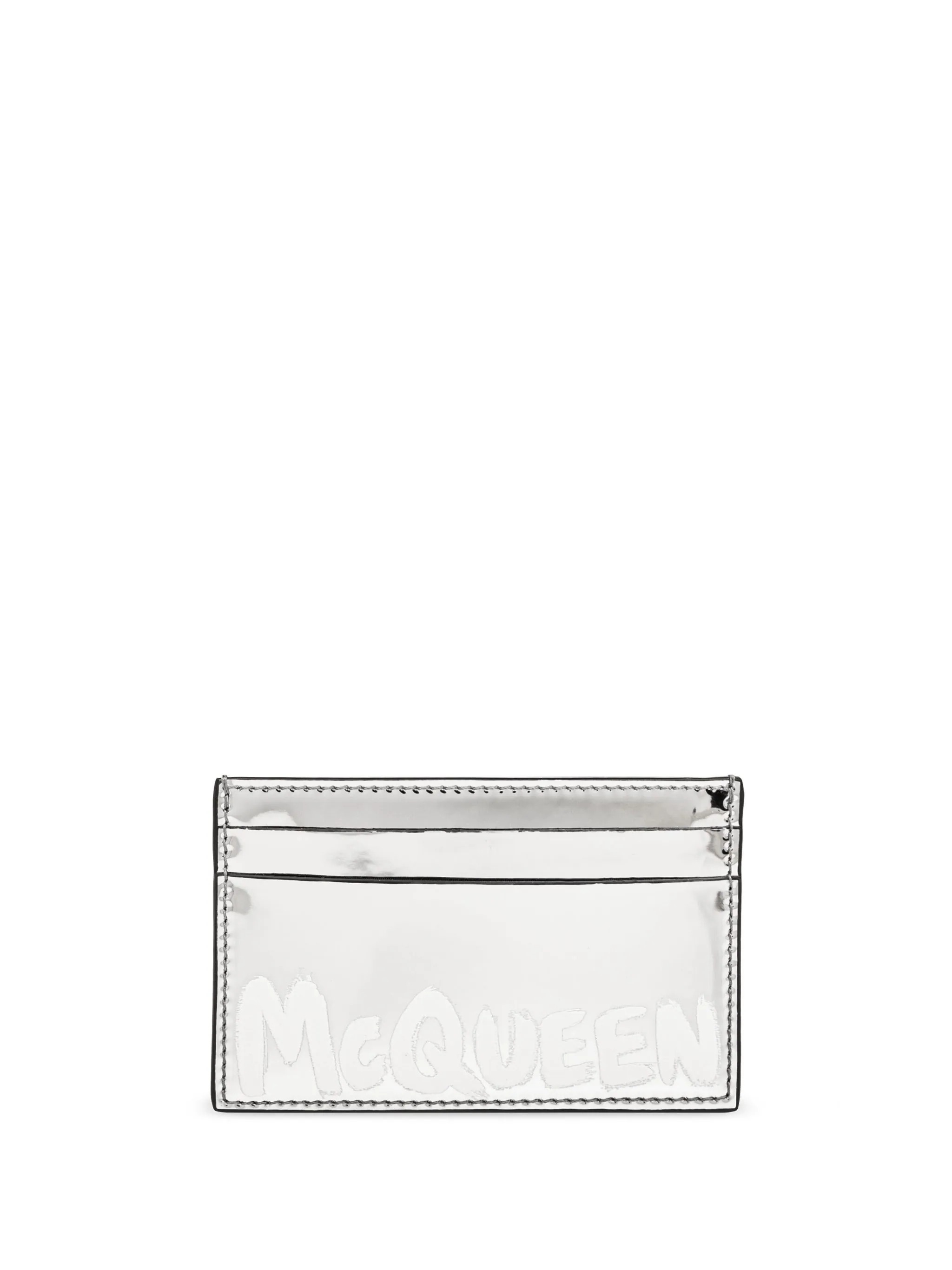 McQueen Graffiti Card Holder in Metallic Silver - ALEXANDER MCQUEEN -  Russocapri